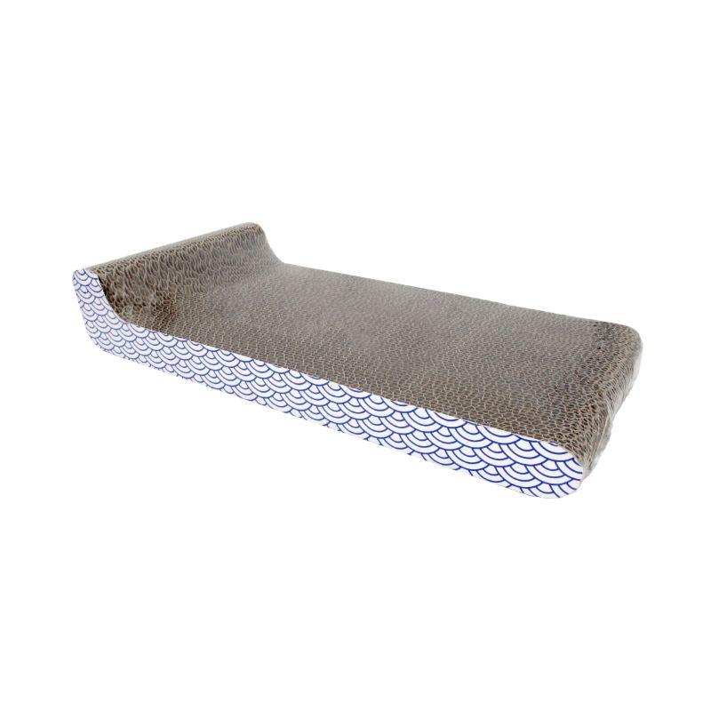 Griffoir plat avec rebord, chat, motif bleu